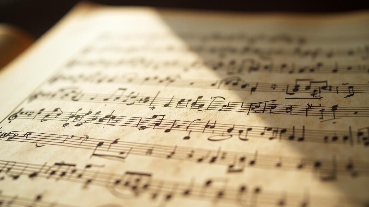 Close up encounter with an 18th-century handwritten orchestral score with ink stains and quill markings